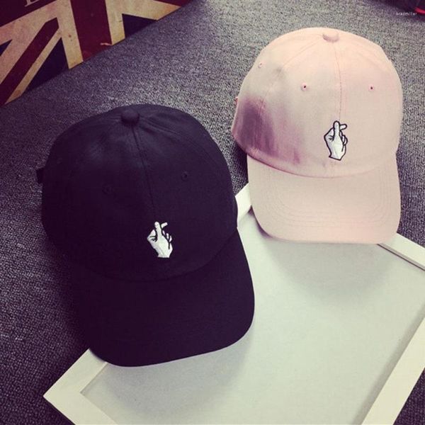 Caps de bola Ulzzang Love Gesto Gesto de dedo Baseball Chapéu de beisebol Curved Brim Summer Men and Women Tide Moda