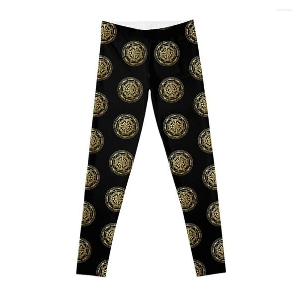 Calças ativas O Sri Yantra Gold Geometria Sagrada Mandala Proteção Esotérica Símbolo Celta Leggings Ginástica Mulheres