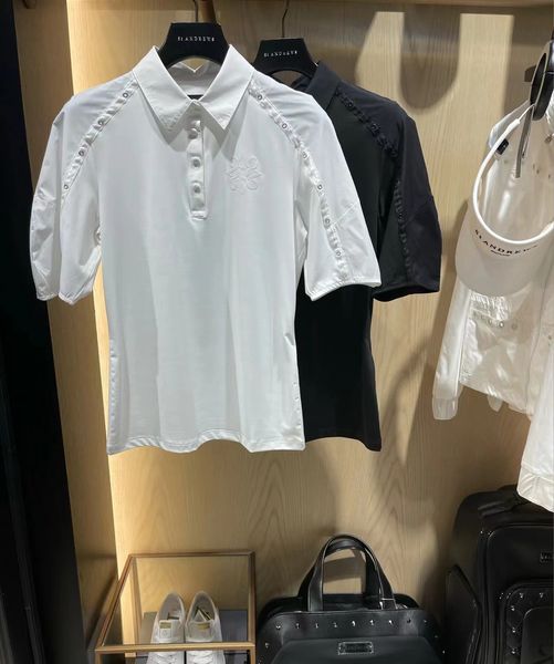 Ao ar livre t-shirts desgaste verão golfe mangas curtas camisa para mulheres senhoras usam design de moda seca rápida elegante top vestuário esporte 230523