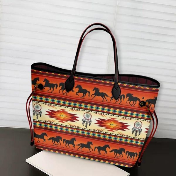 Bolsas de noite Vintage Africa Tribe de grande capacidade feminina ombro de bolsas de couro PU de alta qualidade para mulheres viagens de mão superior compras