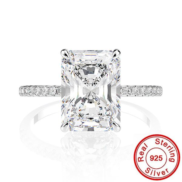 Radiant Cut 3CT Moissanite Diamond Promise Anel 100% Real 925 Sterling Silver Engagement Banding Banding para jóias femininas