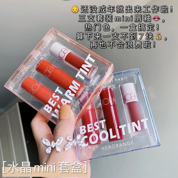 Lip Gloss 3pcs/Definir impermeável nude fosco fosco hidratante Velvet Stick Cosmético Torno de maquiagem de batom sexy duradouro há muito tempo