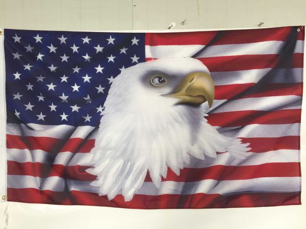 Banner Flags USA National Country Bandiera americana con grandi striscioni d'aquila con occhielli in metallo con maniche bianche G230524