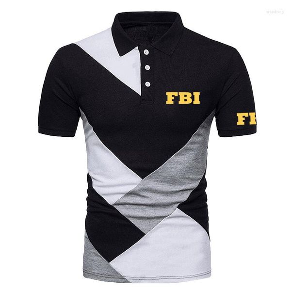 Herren Polos FBI 2023 Herren Sommer Nähte Bequemer Druck Harajuku Slim Fit Sweatshirts Lässige T-Shirts T-Shirts Tops