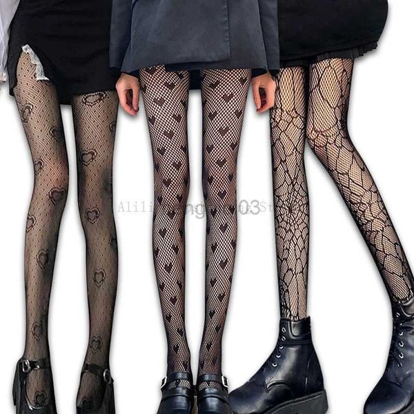 Calze Calze Calze di pizzo gotico Collant a rete Y2k Donne Calze a rete bianche nere Collant Lingerie sexy Cosplay Leggings Lolita per ragazze Y23