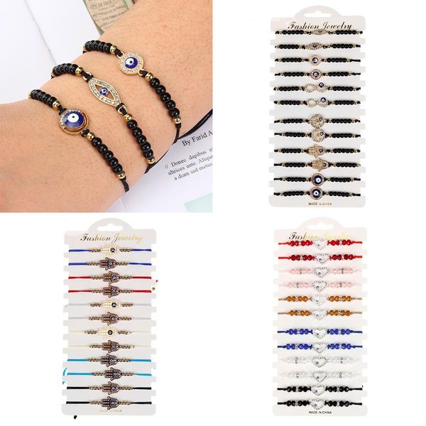 Pulseiras 12pcs/lote Heart Heart Evil Eye Bracelet