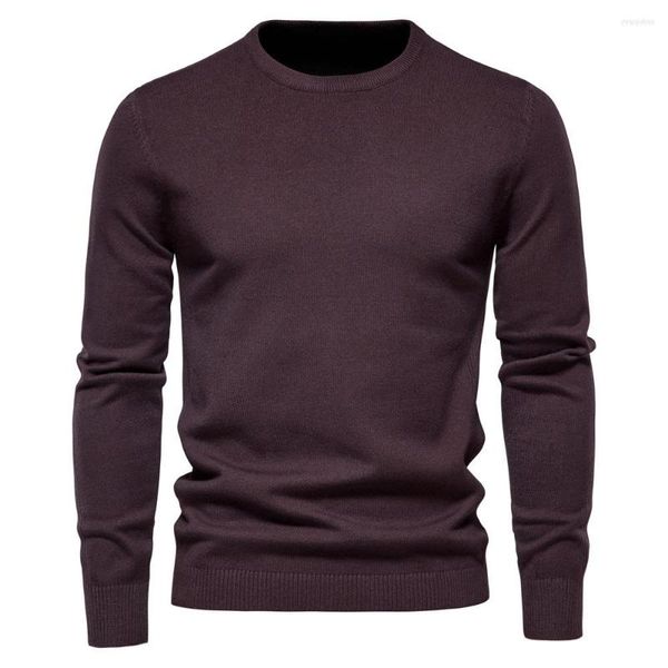 Erkek Sweaters Erkekler Temel Külot Yuvarlak Boyun Düz Renk Uzun Kollu Kazak Günlük GÜNLÜK Çok Molor Kaliteli Örgü