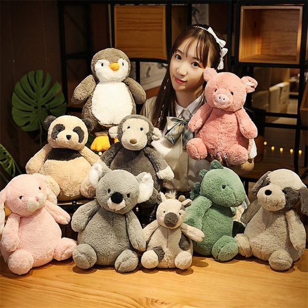 Dolls de pelúcia 9 Styles Animal Dinosaur Pig Bear Rabbit Cute Toy Plush Cartoon macio Koala Cattle Dog Doll para Baby Pillow Gift 230523