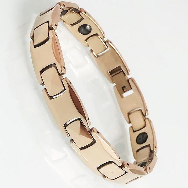 Armreif Luxus Rose Gold Überzogene Wolfram männer Metall Armbänder Für Frauen Bio Gesundheits Hämatit Magnetische Armband Männliche Schmuck Geschenke