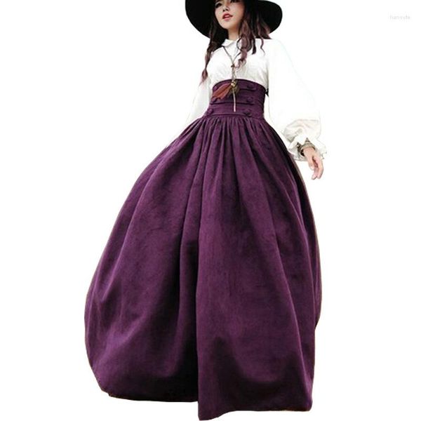 Ethnische Kleidung 2023 Frau mittelalterlicher eleganter Rock solide hohe Taille Mittelalter Renaissance Kostüme Vintage Swing Plissee muslimische Röcke