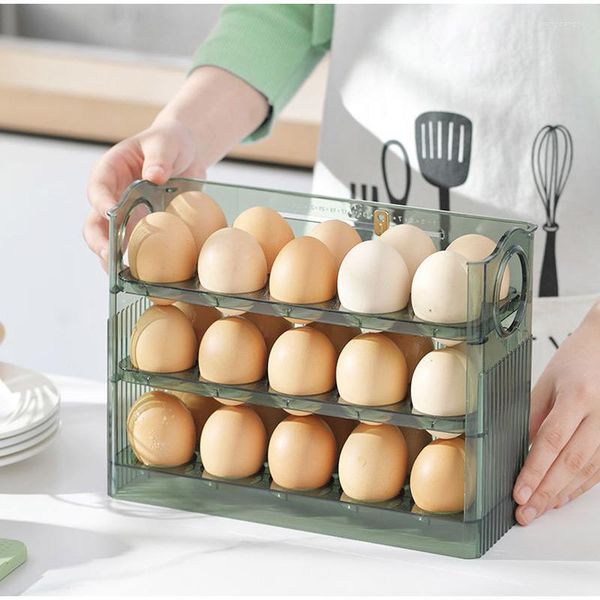 Bottiglie di stoccaggio Scatola per uova a doppio strato Contenitore per organizer Contenitore per frigorifero Supporto per rack Accessori da cucina impilabili