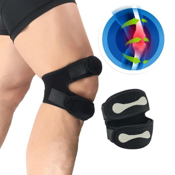 WHCMJP Sport-Knieschützer, doppelte Patella-Sehnen-Stützgurt, Brace-Pad-Schutz, offenes Wickelband, Fitness, Knieschützer, Ellenbogen, 1 Stück