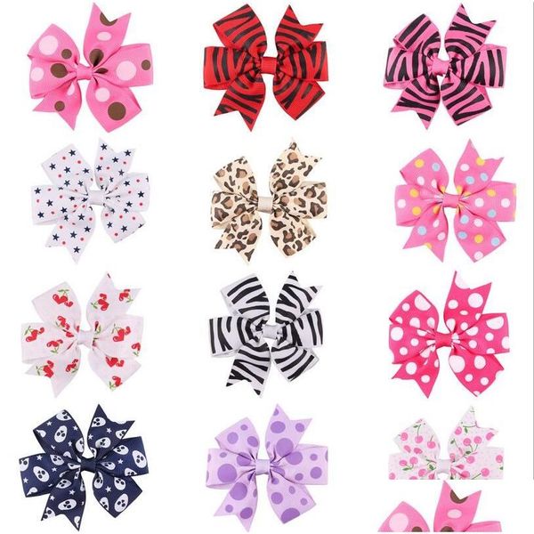 Haarspangen Barrettes Hohe Qualität Cartoon Print Bowknot Haarnadel Mädchen Haare Trimmen Kopfschmuck FJ120 Mischungsauftrag Drop Lieferung Schmuck HA Dhjbz