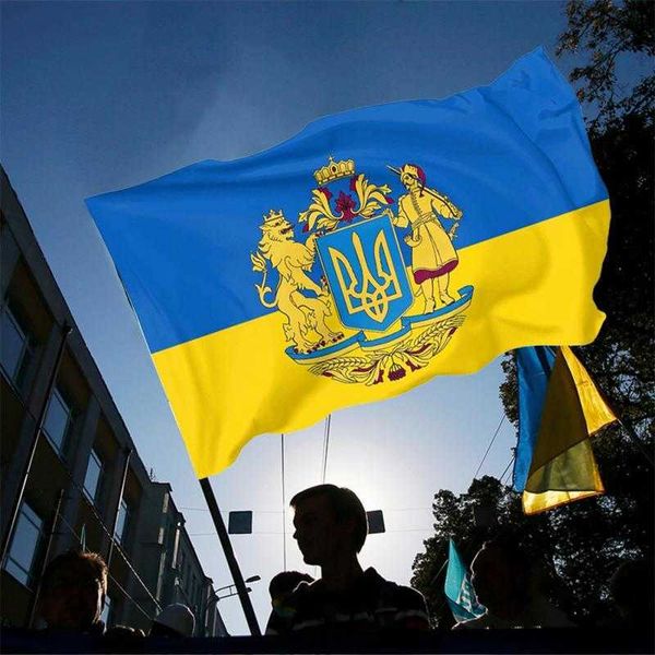 Banner-Flaggen, neue ukrainische Flagge, 90 x 150 cm, 150 x 90 cm, helle Farbe, Blau und Gelb, Nationalflaggen der Ukraine, doppelt genähte Kanten zur Dekoration, G230524