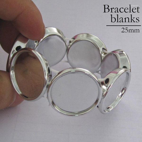 Bracelets de charme 10 x Bracelet Ajuste Bandeira em branco Base de configuração de bandeja elástica para fabricação