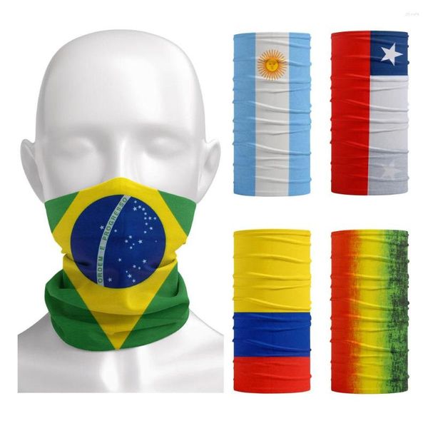 Sciarpe Bandiera nazionale del Sud America Bandane Poliestere Fascia per sport all'aria aperta Brasile/Colombia/Cile/Bolivia Collo Ghetta Tubo Sciarpa