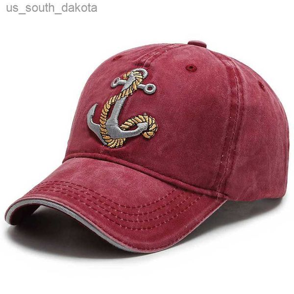 Ballkappen Herren Schiff Anchor Wash bestickte Baseballkappen für Frauen Hüte Retro Freizeit Trucker Duck Tongue Cap Männlich Outdoor Sonnenschutz Hut L230523