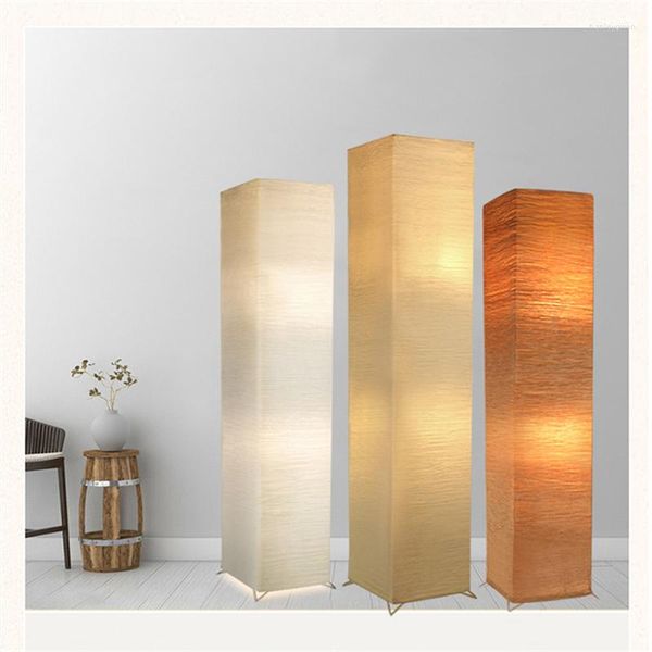 Lâmpadas de chão Lâmpada de papel enrugada para sala de estar Luzes quadradas Bedroom Casa Decoração de interiores Interior iluminação em pé