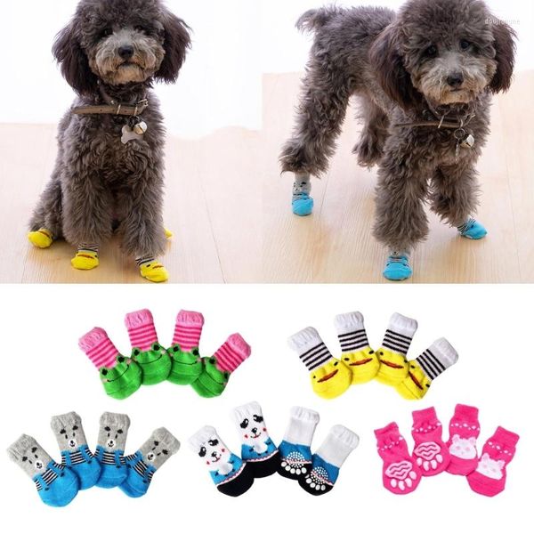 Köpek giyim 4pcs/set anti-çizik çoraplar ördek kurbağa tarzı yavru kedi yavrusu ayak kapağı kapalı açık evcil hayvan ayakkabıları kedi aksesuarları