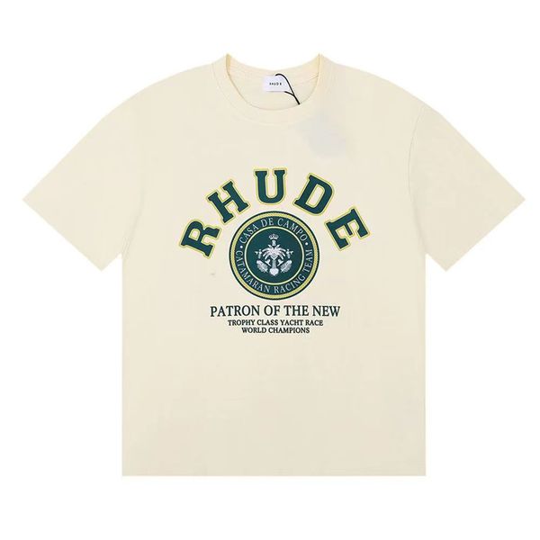 23S Женская футболка дизайнерская футболка рубашка Rhude Tees rude Pure Cotton Hetchabless и удобная универсальная тенденция Retro Unisex Clothing