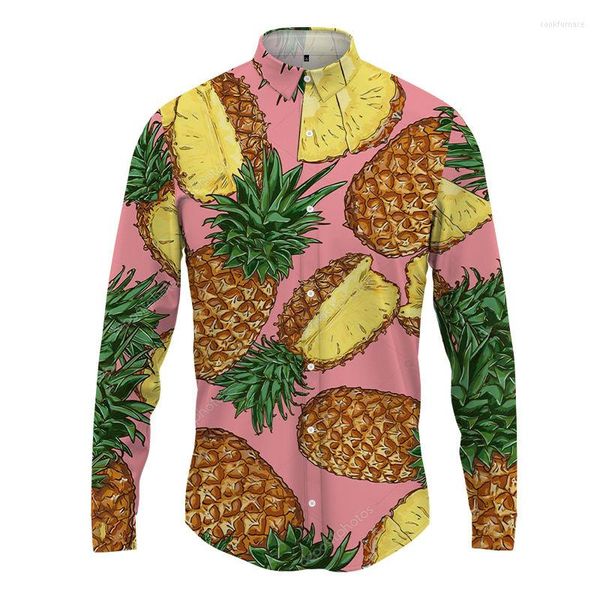 Herrenhemden, lustiges Hawaii-Hemd, 3D-Druck, lässig, langärmelig, modisch, Knopf-Stil, Strickjacke, groß, Frühling und Herbst