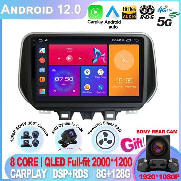 Para Hyundai Tucson IX35 2018 2019 2020 Android 12 Radio de carro Multimídia de Video Player de Vídeo Player GPS BT 4G LTE WIFI DVD-3