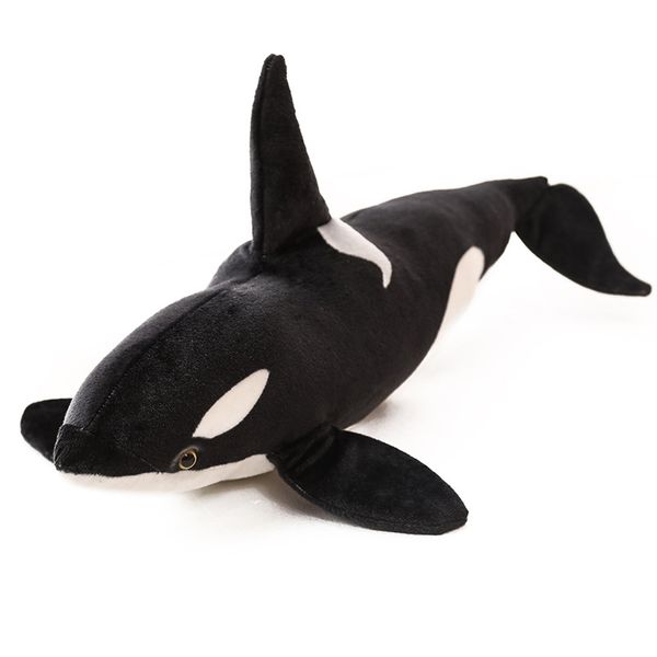 Travesseiro para dormir garotas garotas presentes de pelúcia bonecas preto e branco simulação killer brinquedos de baleia desenho animado toque mole orcinus orca peixe boneca tubarão 50 75 130cm Ba48 c23