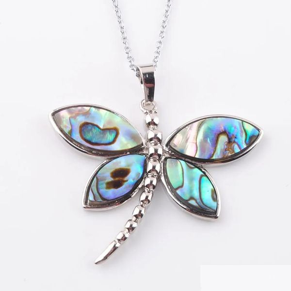 Anhänger Halsketten Natürliche Farbe Neuseeland Abalone Shell Perlen Halskette Libelle Perlen Frauen Charms Reiki Schmuck N3646 Drop Del Dhpsi