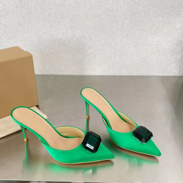 Gianvito Rossi Kadın ayak parmağı şal terlik Lüks tasarımcı sandalet Moda rahat 8.5 cm yüksek topuk ziyafet ayakkabı Yüksek kaliteli süet sivri burun kapaklar