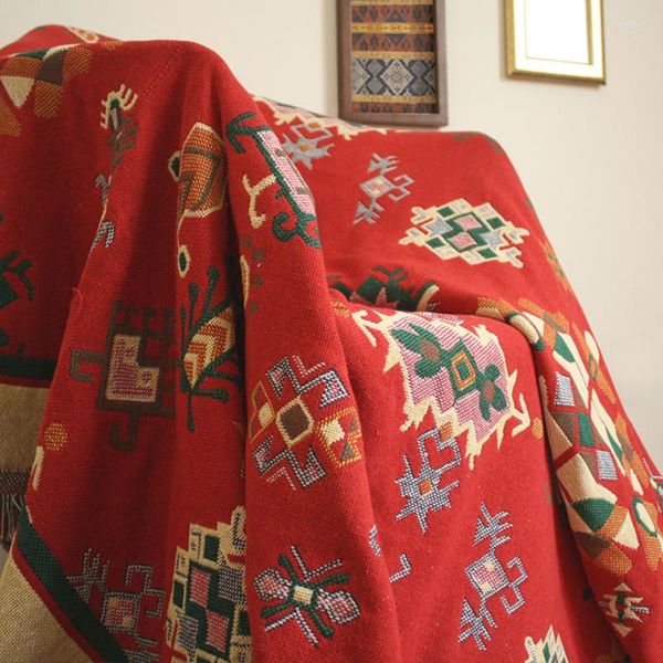 Teppiche ESSIE HOME Sofa-Decke, roter Kelim-Teppich, Wohnzimmer-Schlafzimmer-Teppich, türkischer Anatolien-Doppelseitengebrauch, ethnische Tagesdecke, Wandteppich