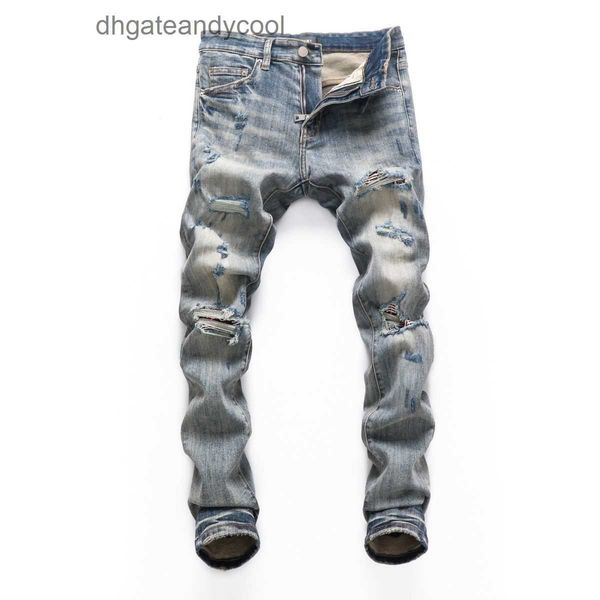 Denim amirres Jeans Designer Pantaloni Uomo 23 Jeans slim strappati stile primavera e autunno per uomo vita media e bassa lavaggio leggero di lusso gamba elasticizzata colore chiaro EJ94