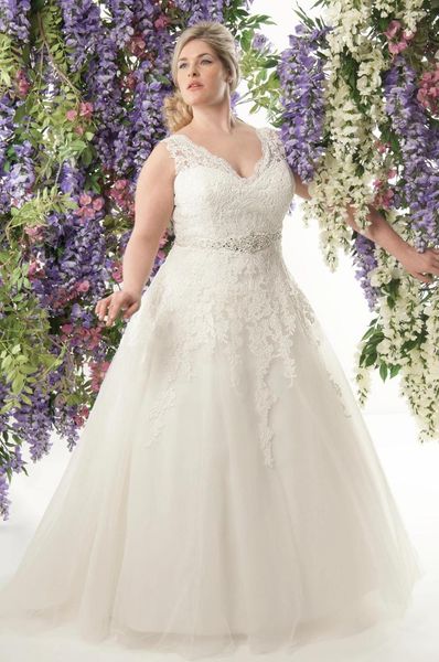 Brautkleid in Übergröße, A-Linie, V-Ausschnitt, Tüll, Applikationen, Perlen, Boho-Brautkleid, Vestido De Noiva