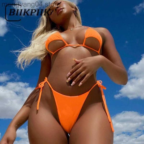 Женские купальные костюмы Biikpiik Hot Summer Sexy Bikini Sets Женщины-галстук G-стринг-купальники с низкой талией повязки купания пляжа T230524