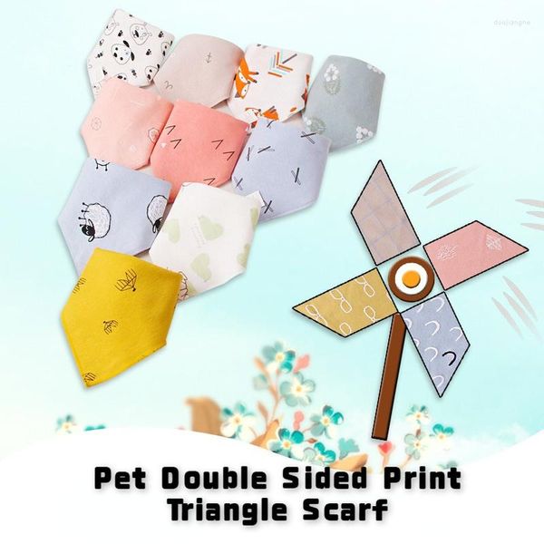 Abbigliamento per cani Sciarpa a triangolo con stampa fronte-retro per animali domestici Bandane regolabili Grande collo di gatto in cotone Decor Bavaglino per collare per cuccioli Accessori per animali domestici