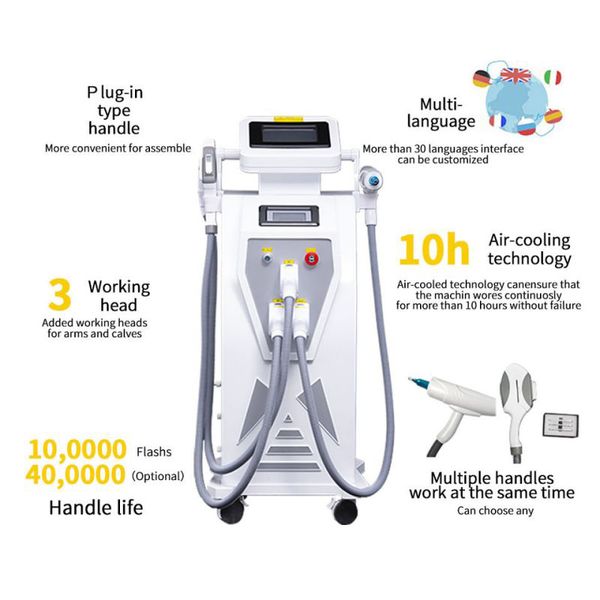 Opt mais popular IPL Remoção rápida do cabelo RF Skin Skination Machine Elight Device ELIGHT ND YAG Remoção de tatuagem a laser