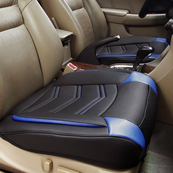 Coprisedili per auto Coprisedili in pelle 3 pezzi Set completo Cuscino universale per conducente Tappetino per protezione sedile posteriore singolo Nero Blu UomoAuto