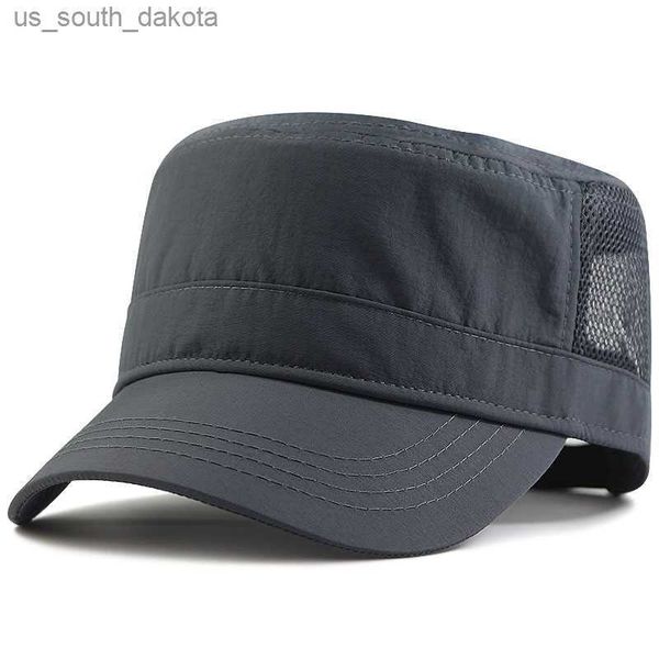 Ball Caps Herren großer Hut, schnell trocknend, flacher Hut, Outdoor-Freizeit, Sonnenhut, Damen, große Größe, Mesh-Armee-Kappe, 56–60 cm, 61–68 cm, L230523