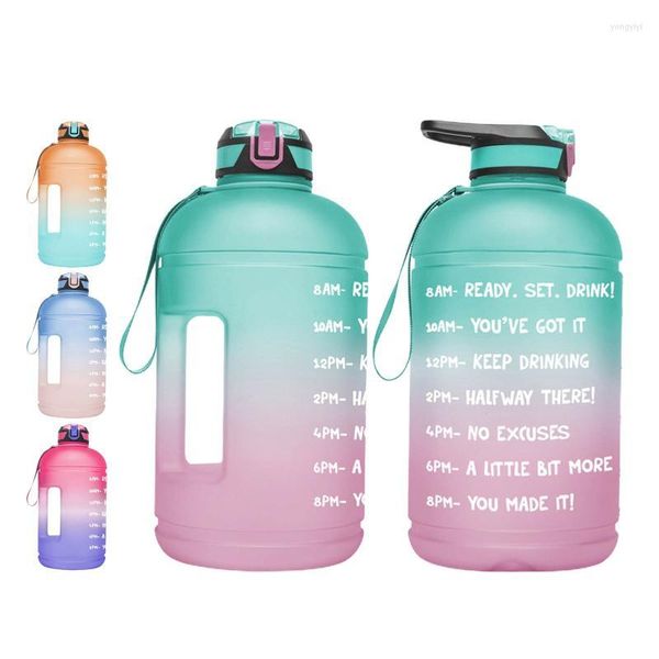 Garrafa de água 3,78l Gradiente de cor grande galão de garrafas de bebida plástico chaleira de grande capacidade para ginástica Turismo de fitness PETG Sports