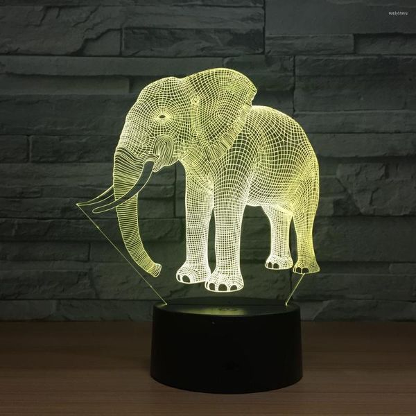 Luci notturne Elefante 3d Lampada a Led colorata Acrilico Luminaria De Mesa Usb Decorazioni natalizie Regalo per baby room