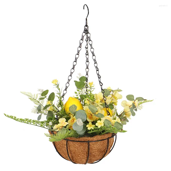 Dekoratif Çiçekler Flowerpot Centerpieces Asılı Çiçek Ekici Sahte Sepetler Yapay Bitkiler Sepette