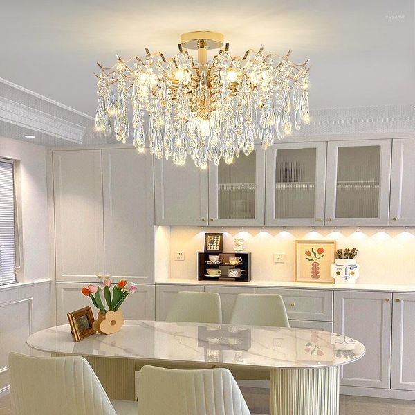 Luzes de teto Postmodern Dining Room Light Luxury Living Bedroom Lâmpadas de Cristal