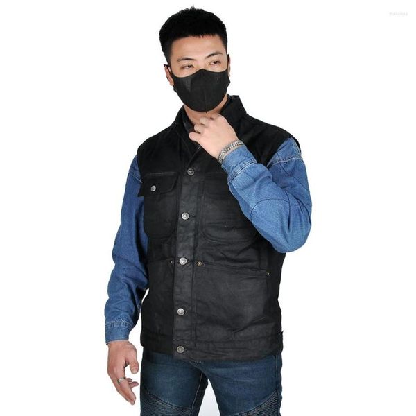 Ropa de motocicleta Retro para hombre, chaleco de montar, chaqueta de caballero locomotora con Gel de sílice, almohadillas protectoras para el pecho y la espalda, S-4XL