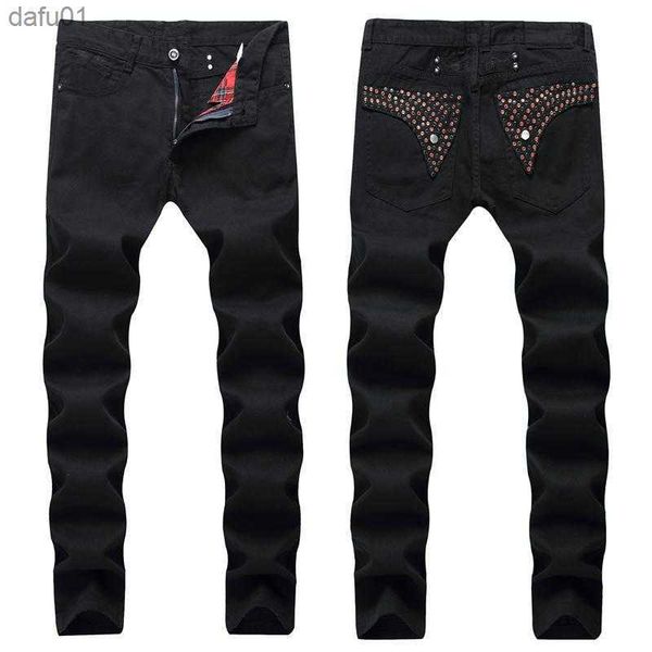 Jeans da uomo 2020 nuovi Jeans da motociclista da uomo dritti slim fit con zip abbigliamento da uomo Distressed Hole Streetwear Style Luxury Robin Jeans L230520