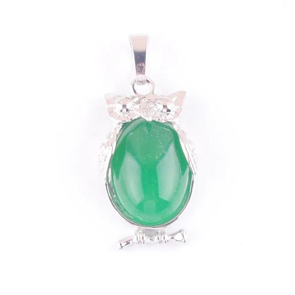 Colares pendentes de pedra natural verde jade minúsculo pingente de coruja Reiki Animal Lucky Charm Jóias para mulheres Presente N4660 Drop Deli DHQFR