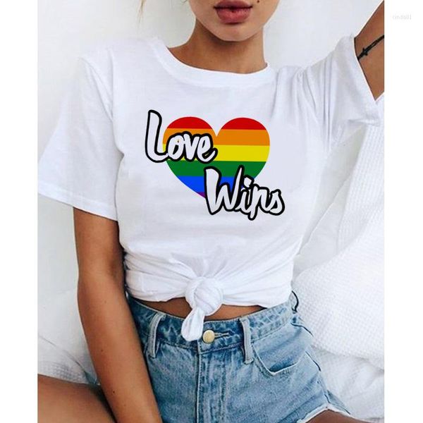 Damen T-Shirts LGBT Damenmode T-ShirtLove Wins Love Is Bisexual Frauen Regenbogen weibliches Top T-Shirt T-Shirt T-Shirt Kawaii