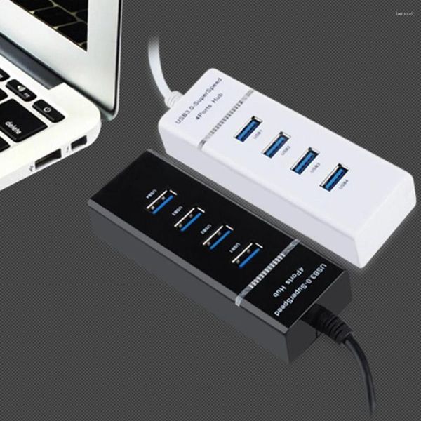 Hub Plug Play Portable Size 4 Porte USB 3.0 On / Off Interruttori Cavo adattatore CA Splitter per PC Laptop RF