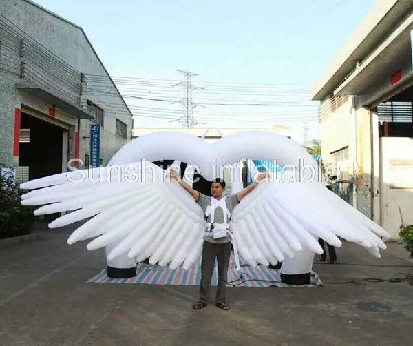 4Mlong Party decorativa de cor de cor inflável de decoração inflável Gigante Angel Wings com luz LED