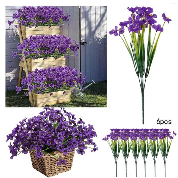 Dekorative Blumen, Blumenpflücker, kompatibel mit Maschine, Einzelstiel, künstlicher 6-teiliger Blumenstrauß, Dekoration, Braut, Hochzeit