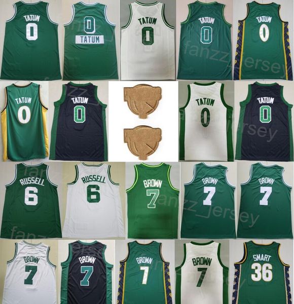 Finals Basketball Jaylen Brown Jersey 7 Marcus Smart 36 Bill 6 Jayson Tatum 0 Shirt Stickerei für Sportfans verdient City Teamfarbe Schwarz Grün Weiß Top Qualität