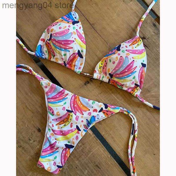 Costumi da bagno donna QINJOYER Costumi da bagno Cute Print Banana Bikini Set Donna 2023 Costume da bagno sexy perizoma Costumi da bagno brasiliani Bikini Costume da bagno Donna T230524